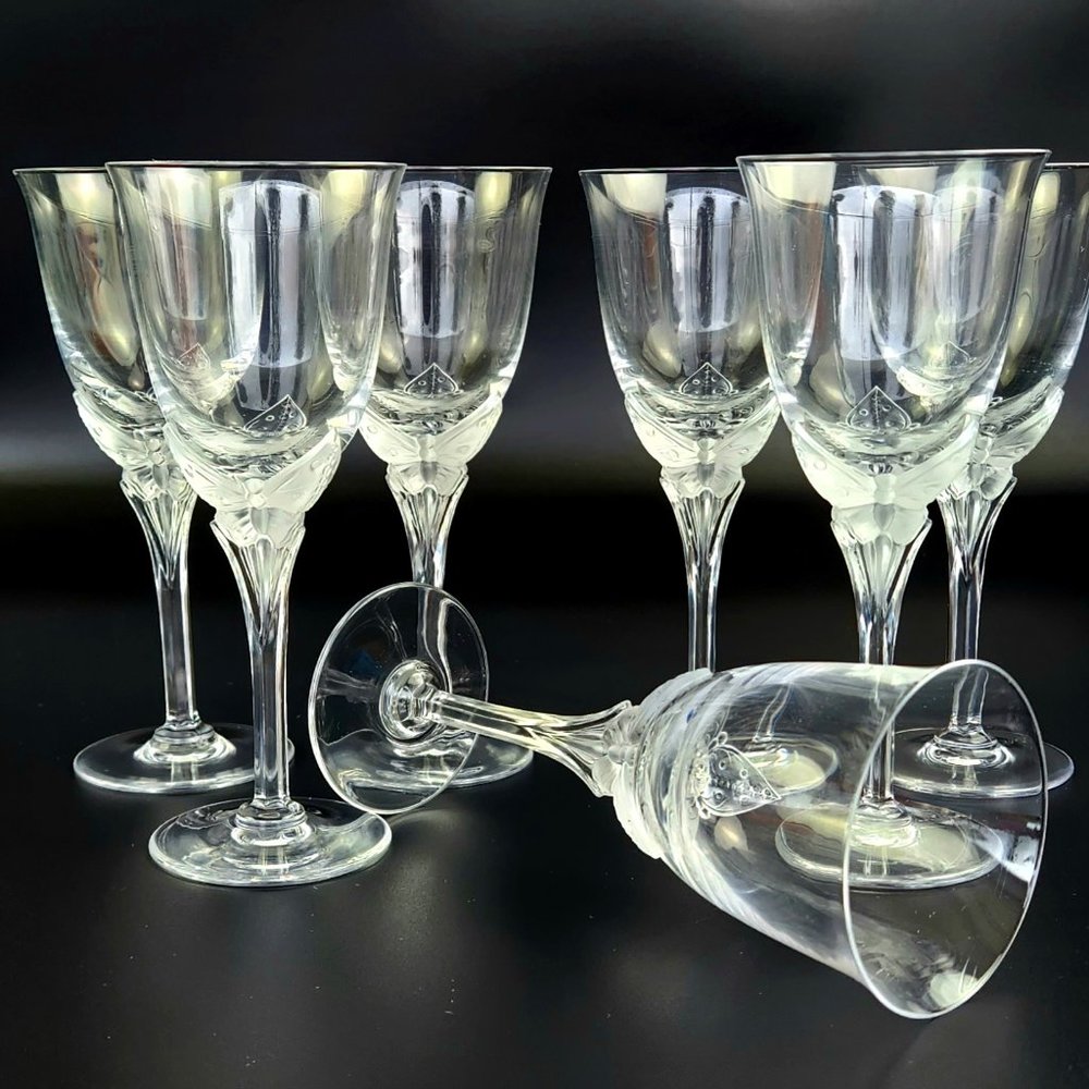 Vintage Wine Crystal Butterfly by CRISTAL DE SEVRES - Set of 7 - 7 5/8" Tall
